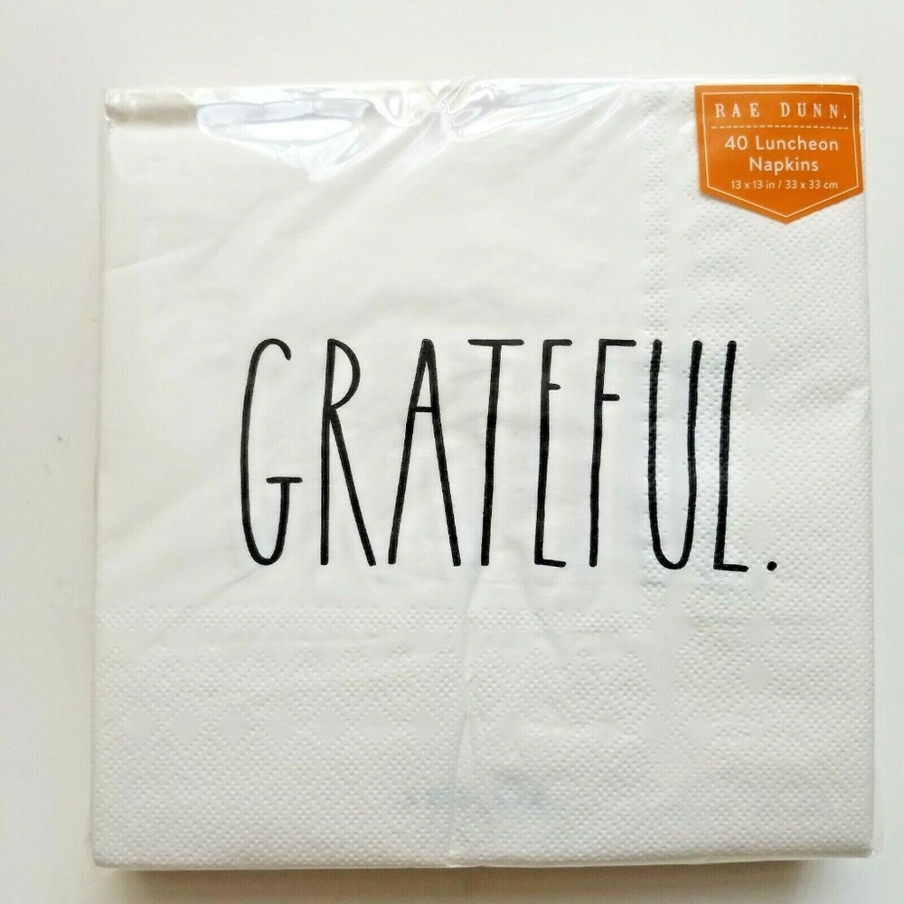 Rae Dunn Grateful Luncheon Napkins White 3-Ply
